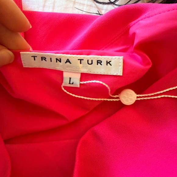 Trina Turk One-Shoulder Hot Pink Blouse - Picture 2 of 3